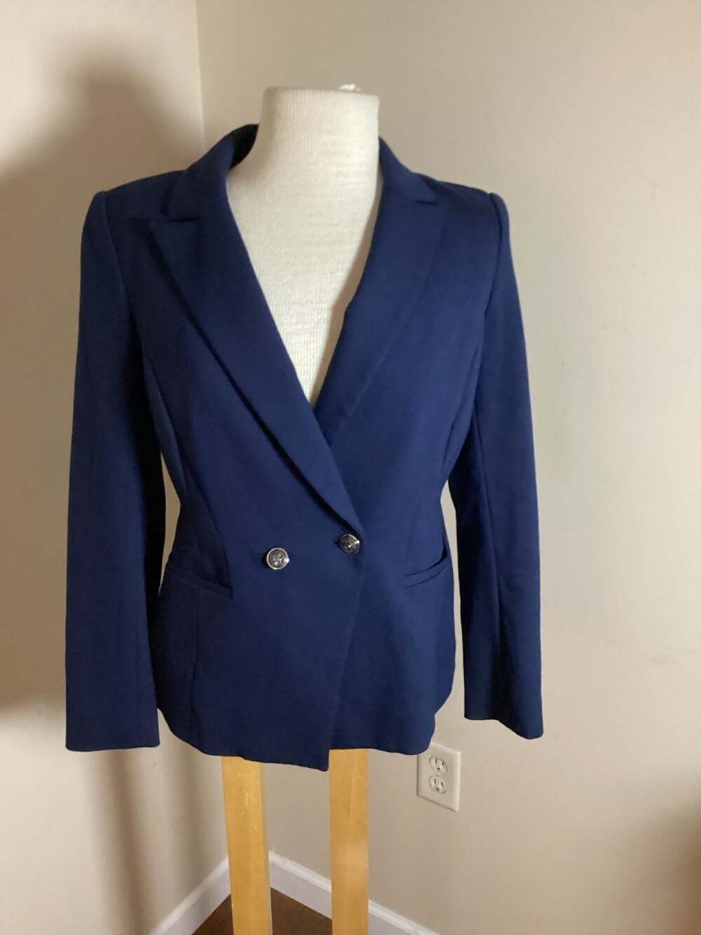 White House Black Market Navy Blue Double-Breasted Blazer Size 8P
